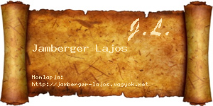 Jamberger Lajos névjegykártya